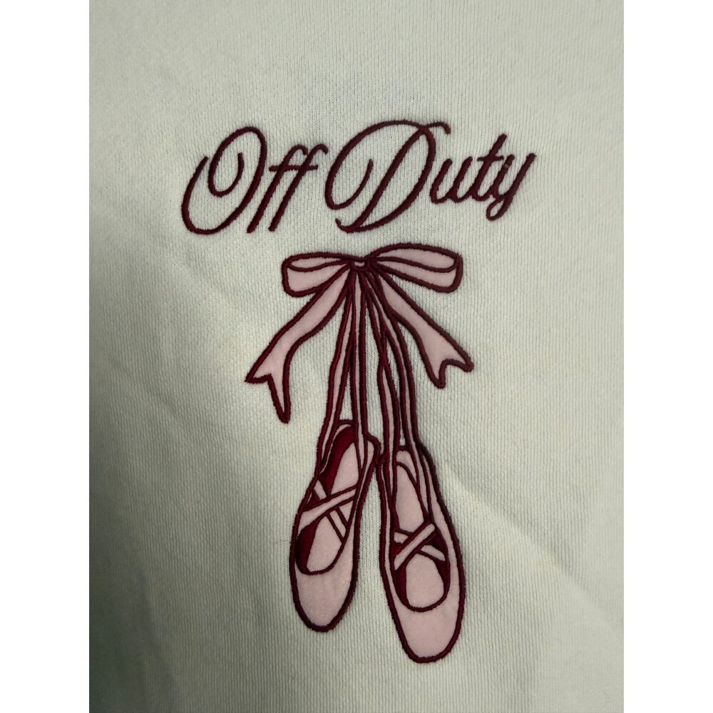 Off Duty Balletcore Sweatshirt Cream Embroidered NWT L Dance Ballet Pointe Shoes - Picture 3 of 10